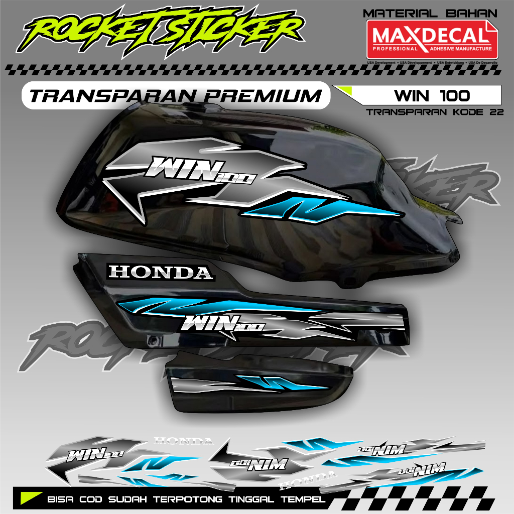 WIN Striping WIN สติกเกอร์ Variation WIN UV TRANSPARENT CODE 22 PREMIUM MAXDECAL MATERIAL