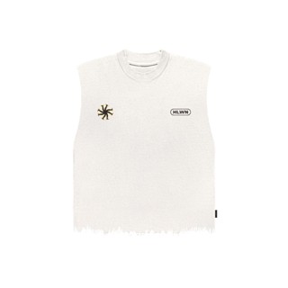 HLWN Running Unisex Fringe Boxy Muscle Tee สีขาว - อ่อนเยาว์