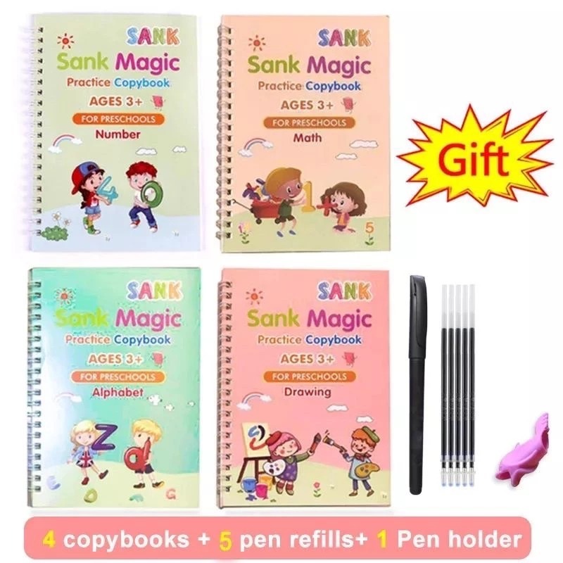 SANK MAGIC BOOK 4 IN 1 SAVING PACKAGE COMPLETE BOOK SUITABLE สําหรับ CHILDREN TO LEARN WRITING BOOK,