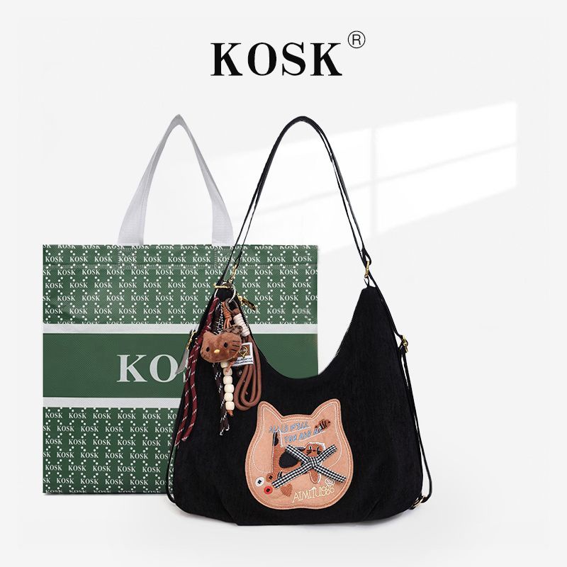 KOSK 2-in-1 Womens Fashion Tote Bag Cute Motif 8626