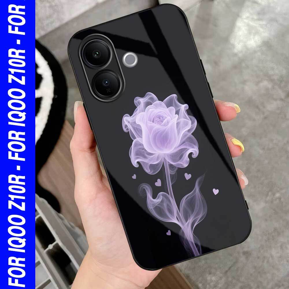 HP CASING สําหรับ IQOO Z10R [M374] SOFTCASE GLASS GLOSSY GLASS สําหรับ IQOO Z10R TULIP FLOWER MOTIF 