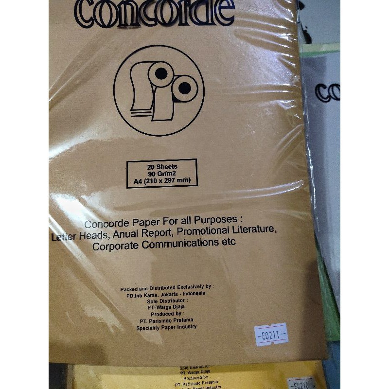 ใบรับรอง CONCORDE COTENTS 500 แผ่น (1 RIM) FOLIO F4 / A4 / QUARTECNO 90 GRAM / GSM (กระดาษกระดาษแข็ง