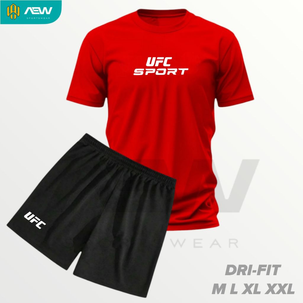 UFC Sport T-Shirt Set Dryfit Running Badminton Football Jersey Top