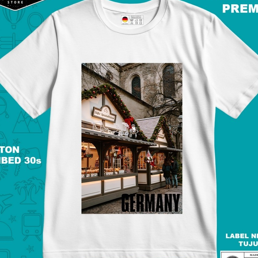 GERMANY 19 SOUVENIR เสื้อยืด ORIGINAL GERMANY LABEL TAG ของขวัญพรีเมี่ยม SOUVENIR CLOTHES