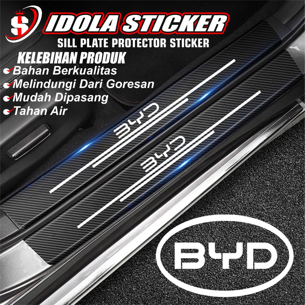 แผ่นธรณีประตู BYD Ato 1 สติกเกอร์คาร์บอนสําหรับแผ่นธรณีประตูรถยนต์ BYD Dolpin Seal Ato 3