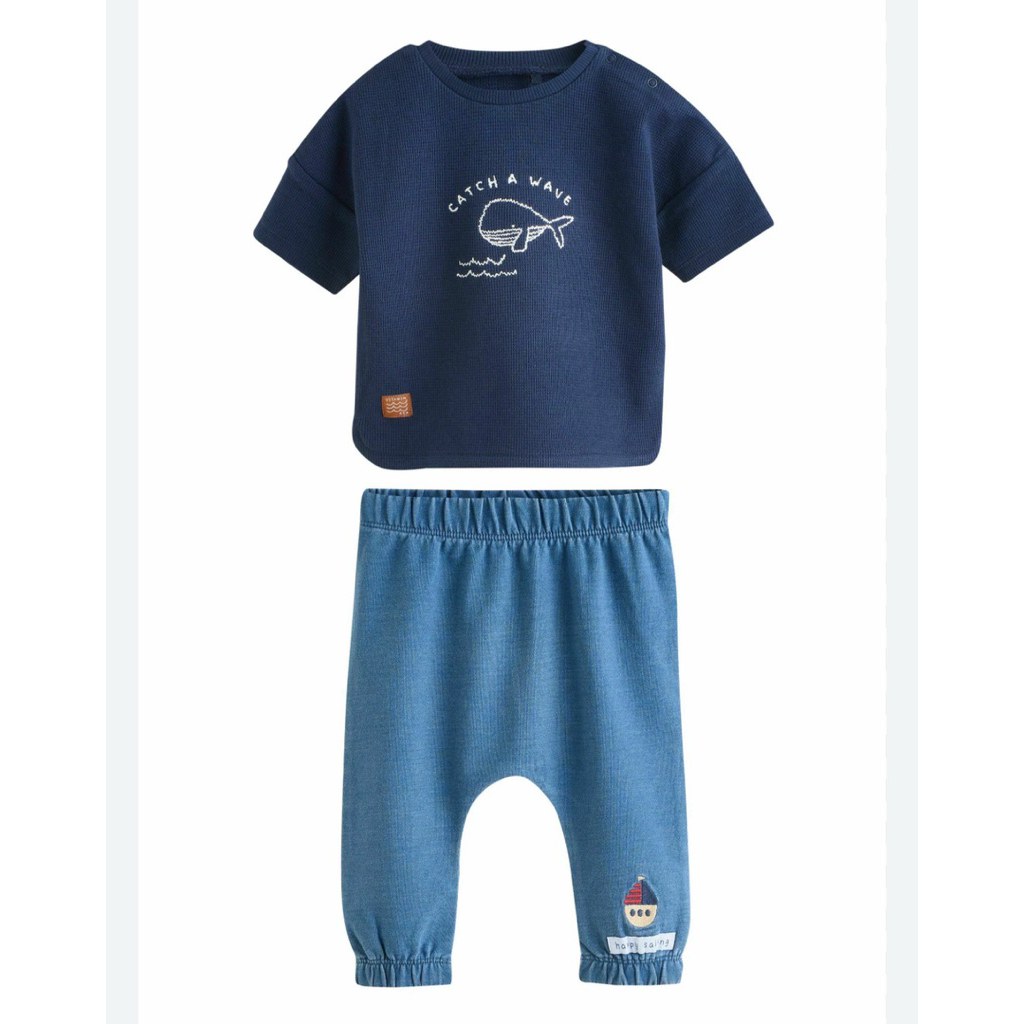 READY Ne*xt Nav whale top & กางเกงขายาว baby New(6-9m)