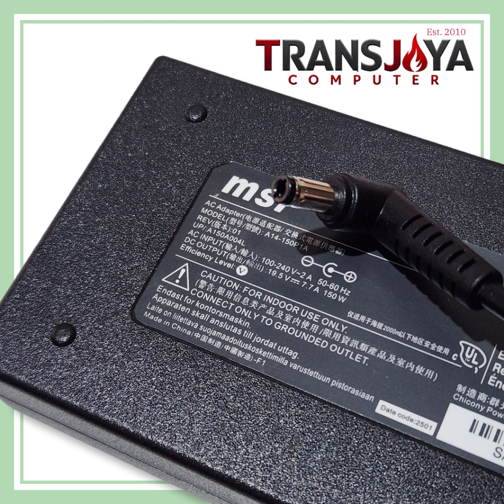 MSI Gaming แล็ปท็อปอะแดปเตอร์ชาร์จ GS60 GS70 GE62 MS16P6 GS63VR 19.5V 7.7A 150watt แจ็ค 5.5*2.5 มม.