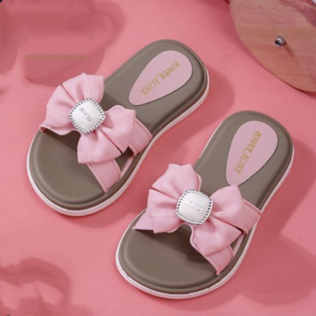 รองเท้าแตะยางเจลลี่ริบบิ้นสําหรับเด็กผู้หญิง Miumiu รองเท้าแตะเด็กน่ารักตัวละคร