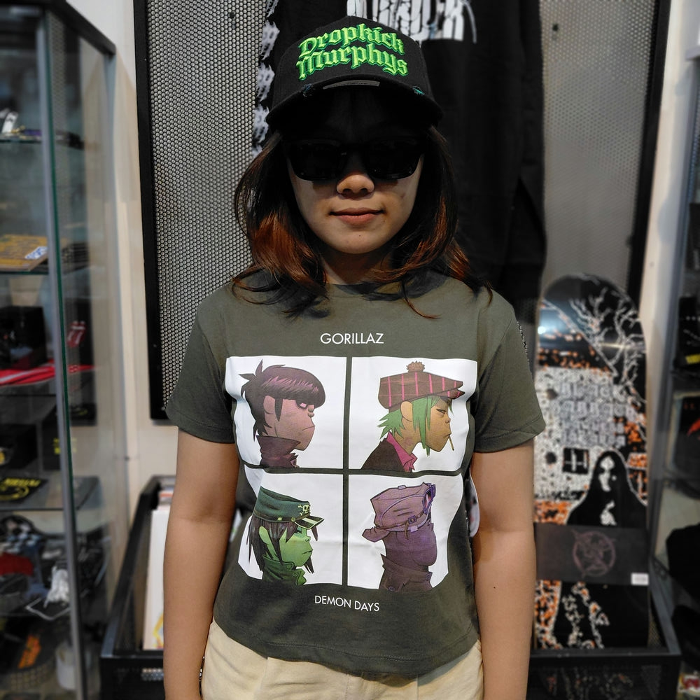 CROP TOP Band Official GORILLAZ - DEMON DAYZ (สีเขียว) นําเข้า