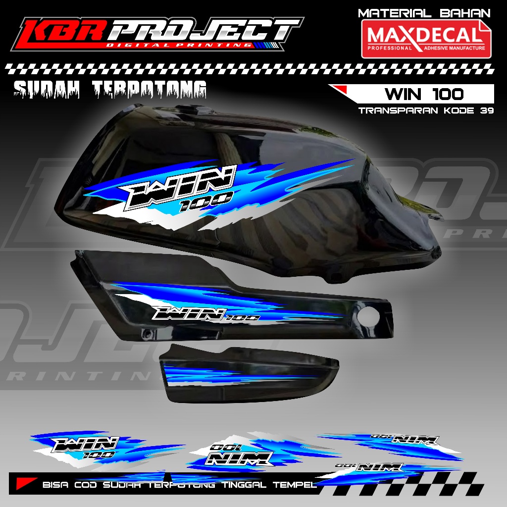 WIN 100 COOL PREMIUM TRANSPARENT STRIPING STICKERS HONDA RACING 39 VARIATION LINES ALREADY CUT