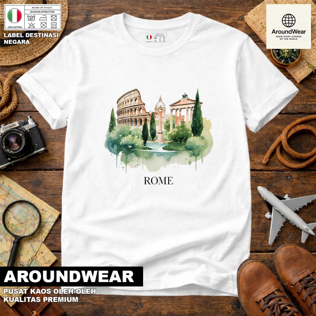 ITALY SOUVENIR T-SHIRT 28 WITH ITALY COUNTRY TAG PREMIUM SOUVENIR MATERIAL GIFT