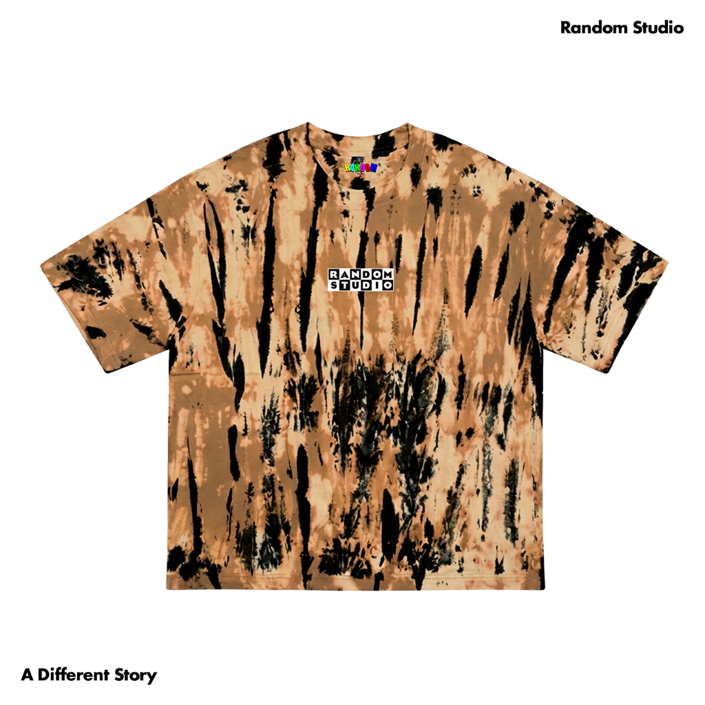สุ่มสตูดิโอ Boxy Tshirt Supersoft 24s โลโก้การ์ตูนมัดย้อมขนมหวาน Taupe