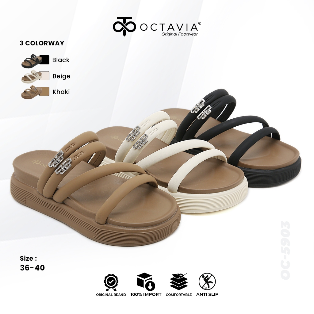 OCTAVEIA รองเท้าแตะสไลด์ลําลองสตรีนําเข้า OC-5903