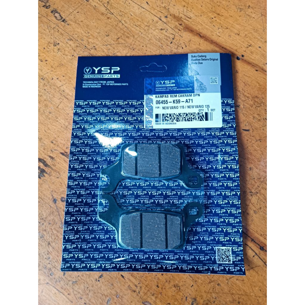 ผ้าเบรคหลัง DPN K59 VARIO 150 VARIO 125 06455-K59-A71 ORIGINAL YSP FCC PART