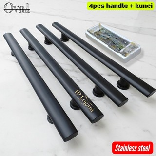 handle pintu rumah oval full hitam set kunci // gagang pintu rumah minimalis stainless steel