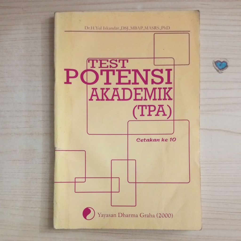 TPA ACADEMIC POTENTIAL TEST BOOK 10TH PRINT BY DR H YUL ISKANDAR DSJ MBAP MASS PHD