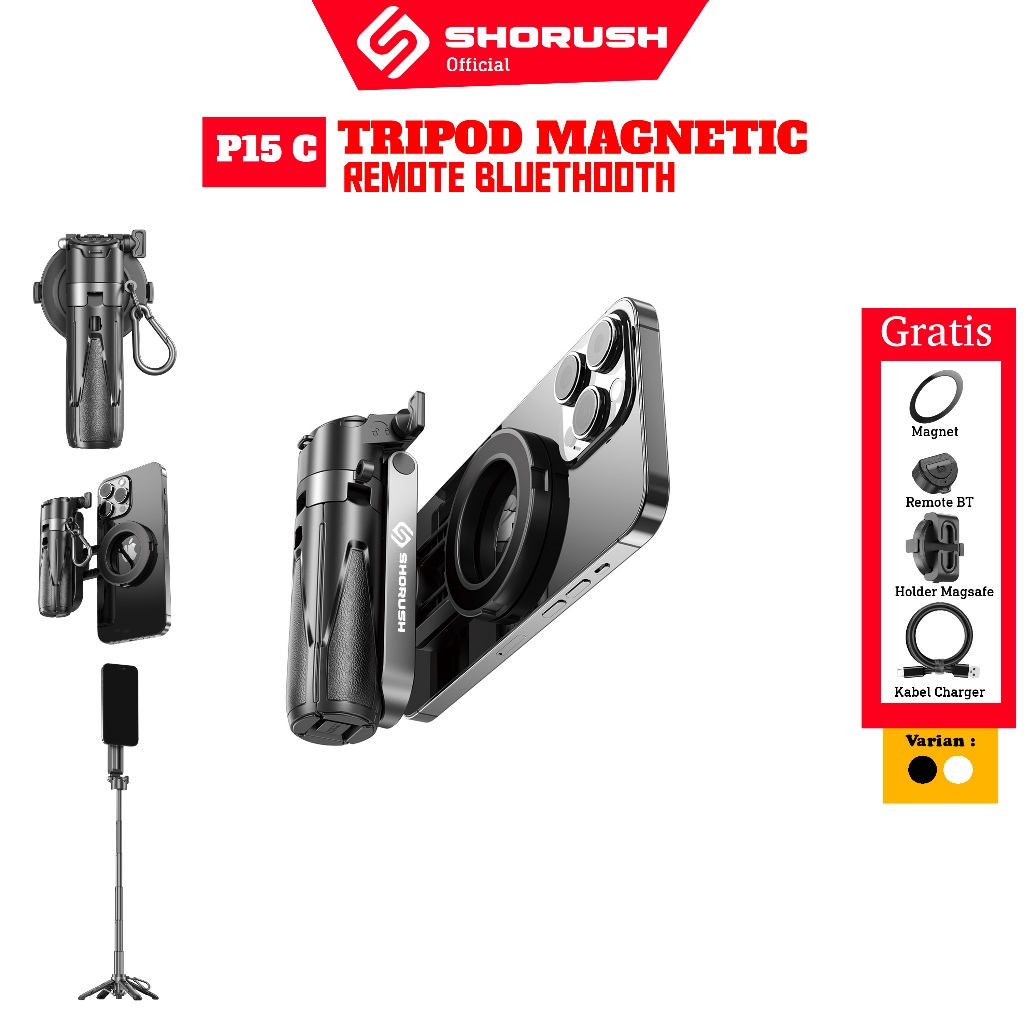 Shorush - P15 Mini C Magnetic Magsafe ขยาย Hand Grip ขาตั้งกล้องแม่เหล็ก Iphone Android Selfie Stick