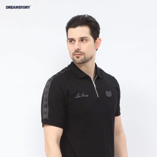 DREAM STORY - Polo Shirt Pedro Cotton Pique Black Kaos Kerah Pria Wanita Baju Kaos Kerah Distro