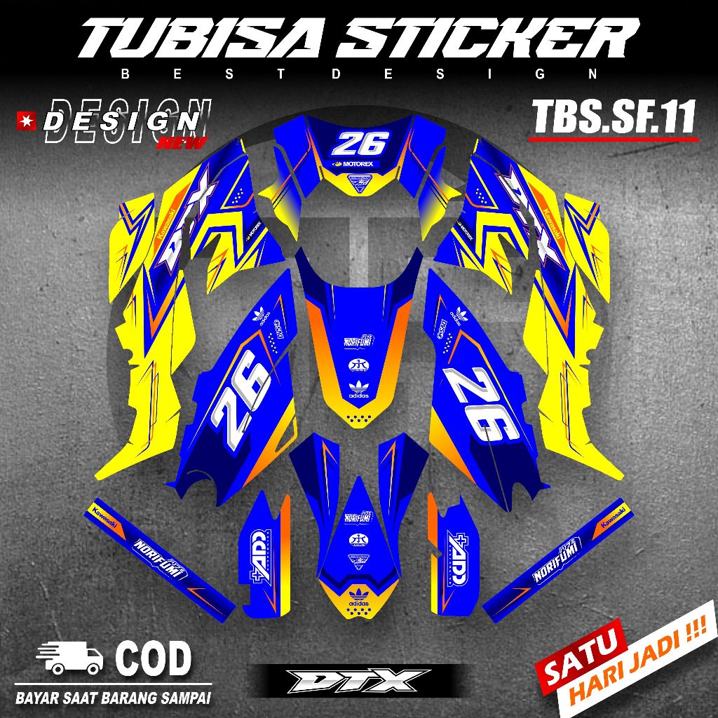 KAWASAKI DTRACKER FULLBODY DECAL - CUSTOM NAME N0MOR ฟรี / ตะแกรงท่อระบายน้ํา TBS.11