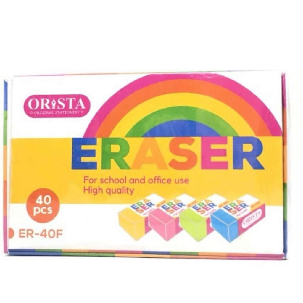 COLORFUL ORISTA PENCIL ERASER 1 PACK CONTAINS 40 ชิ้น