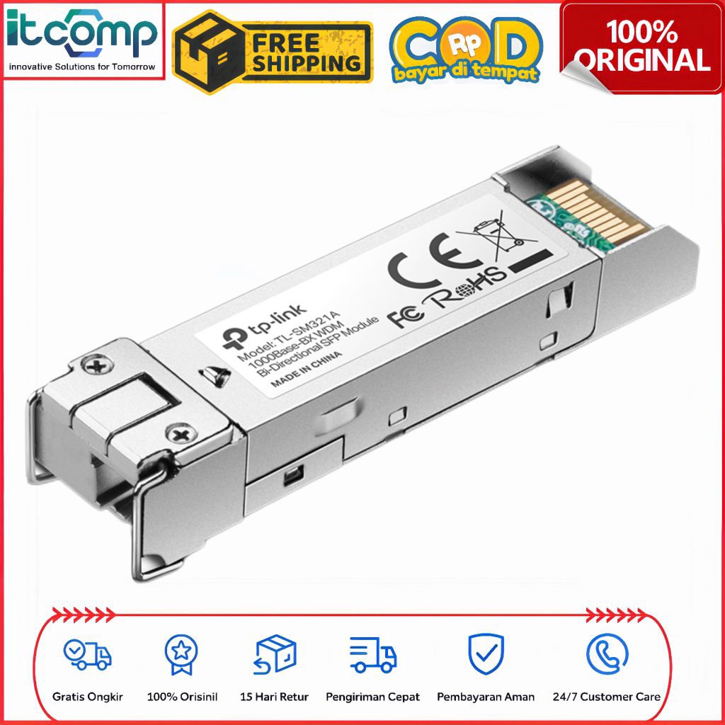 TP-Link TL-SM321A Omada 1000Base-BX WDM Media Gigabit Bi-Directional SFP Module Cable