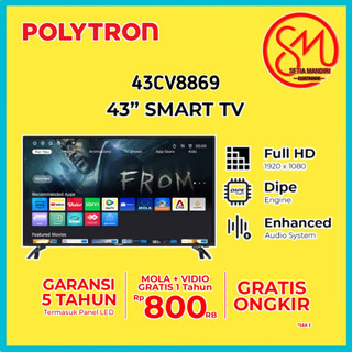 [KARGO]POLYTRON Smart TV Digital DVB-T2 24 32 40 43 Inch - PLD 32CV1869 | 32CV2269 Free Vidio 1 Thn