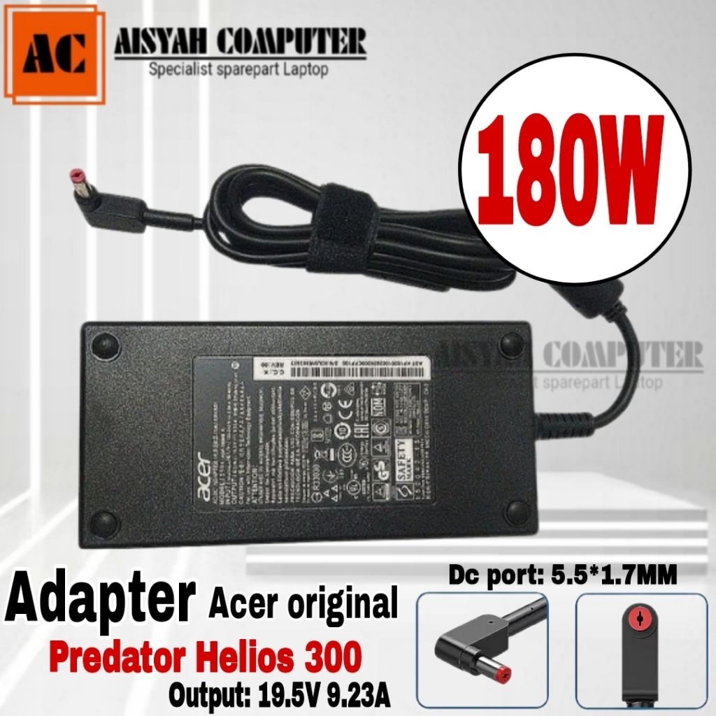 19.5V 9.23A 180W 5.5x1.7 มม.อะแดปเตอร์ AC แล็ปท็อปสําหรับ Acer Predator Helios 300 Nitro 5 AN515-57 