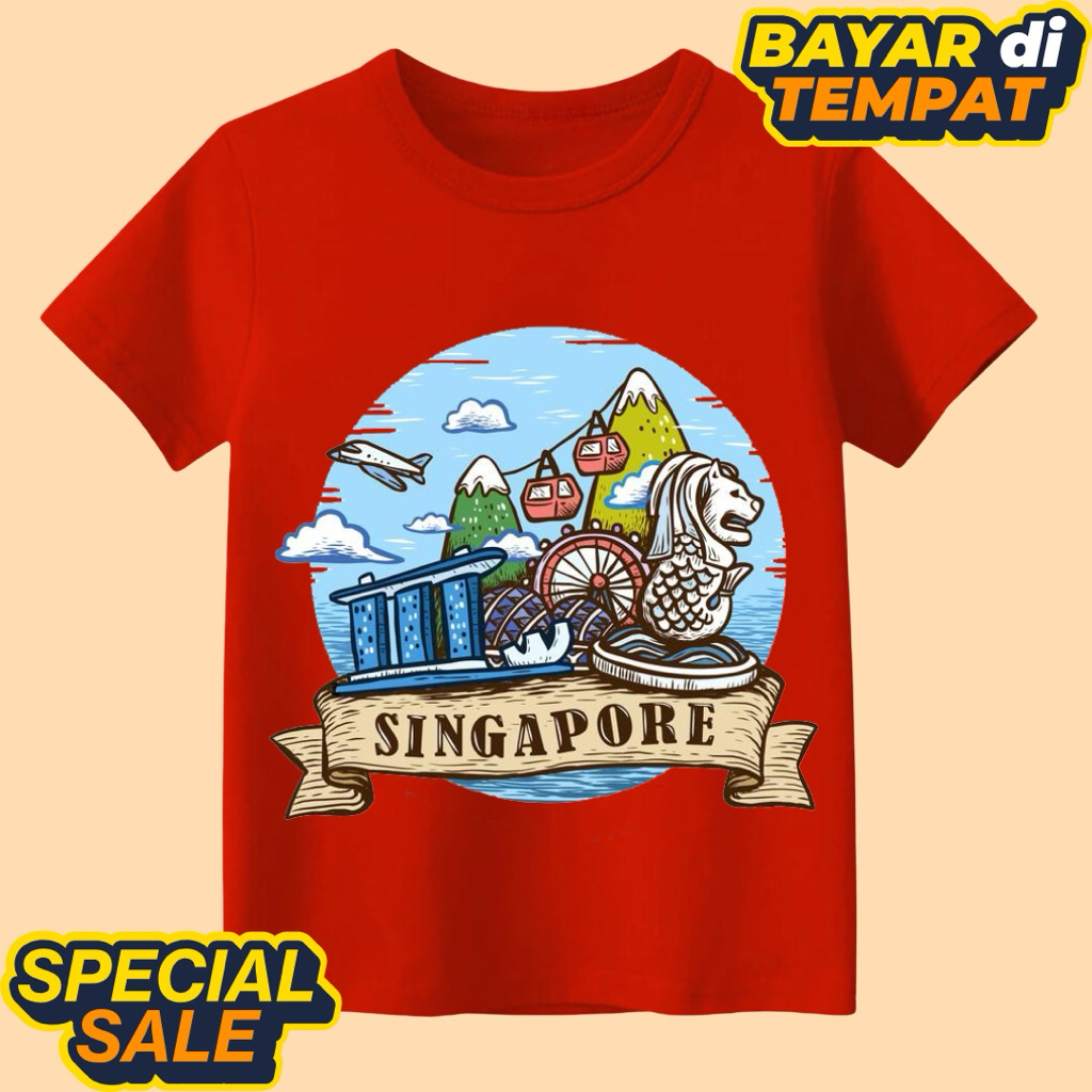 เสื้อแขนสั้นเด็ก Unisex เสื้อยืดของที่ระลึก singapore singapore motif