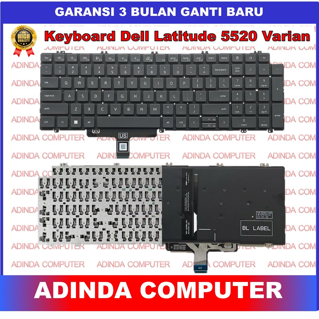 Dell Latitude 5520 5521 คีย์บอร์ดแม่นยํา 3560 3561 N7N16 0N7N16 สีดําสีเทา Backlight