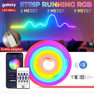 LAMPU LED NEON FLEX RGB RUNNING 2M 3M 5M DC USB SENSOR SUARA+ App control + Remot control