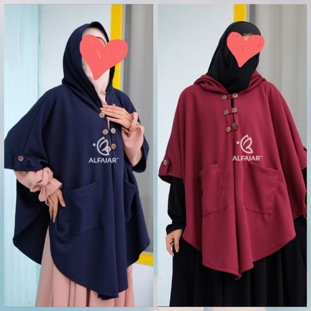 [Bekasi][Gosend] Preloved Outer Yuna Alfajar Giya Muslim Knit Striped Hoodie มือสอง