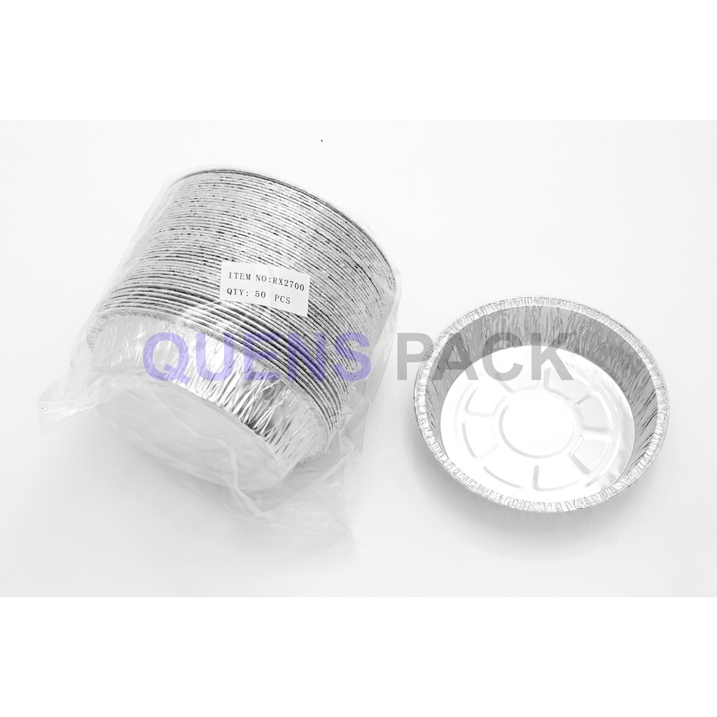 CONTENTTS 50PCS 1 PACK ROUND ALUMINIUM FOIL CONTAINERS BX-2700 / RX-725 / ฉนวนฟอยล์อลูมิเนียม RX 725