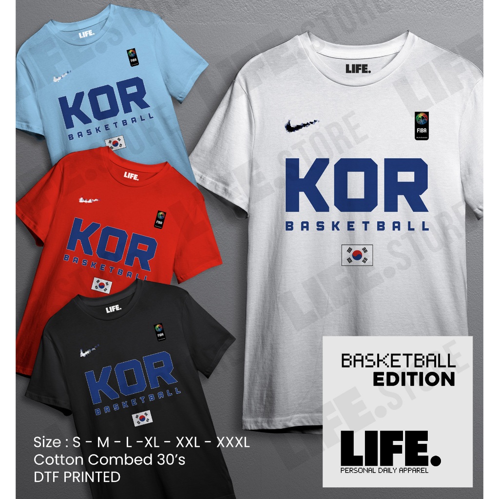 เสื้อบาสเก็ตบอลเกาหลีทีมชาติเอเชียบาสเกตบอลเกาหลีใต้ทีมชาติ FIBA Champion Champion Cotton Combed 30s - DTF พิมพ์ - คุณภาพ Distro โดย: LIFE.StoreJKT