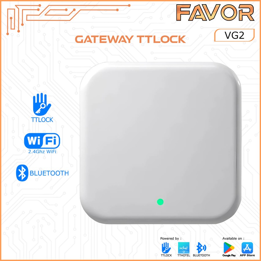 FAVOR VG2 - ล็อคประตูอัจฉริยะ Gateway Hub G2 WiFi App สําหรับ Smart Lock TTLOCK