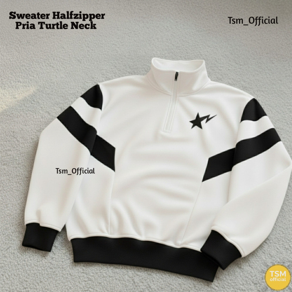 Tsm เสื้อกันหนาว Halfzip Combination ขนแกะ 280 Gsm สไตล์เกาหลีผู้ชายผู้หญิงเต่าคอ Halfzipper
