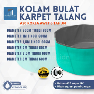 Kolam Terpal Bulat Tanpa Rangka Terpal Korea A20 – Ukuran Lengkap Tinggi 60 cm Kuat & Awet Untuk Budidaya Ikan Lele