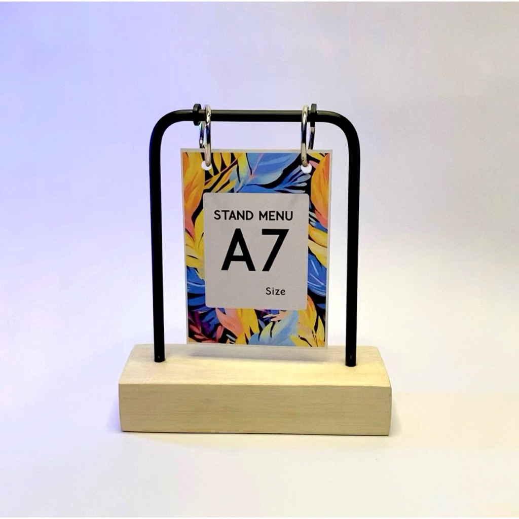 A7 RING MENU STAND INDUSTRAIAL PORTRAIT CALENDAR PHOTO TABLE MENU STAND WOODEN REMINDERS