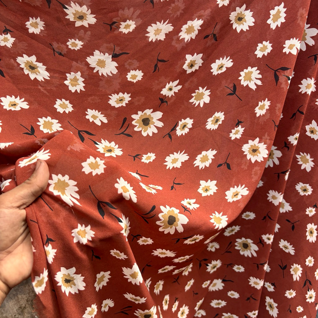 ผ้าชีฟองลายดอกไม้ Teratoca | วัสดุเย็นตกสําหรับเดรสเสื้อ (Per 0.5m) jy