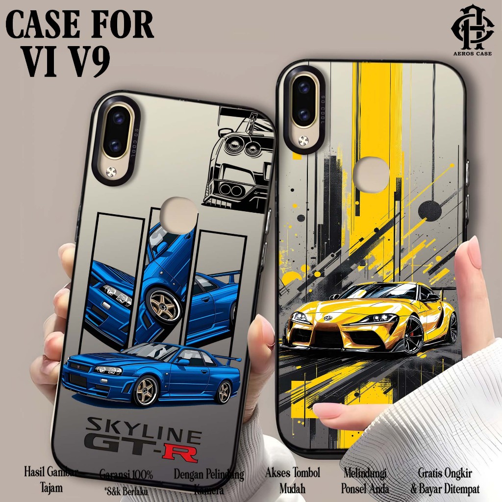 Vivo V9 (CAR) Premium Matte Hard Casing IMD Polyคาร์บอเนต Softcase HP
