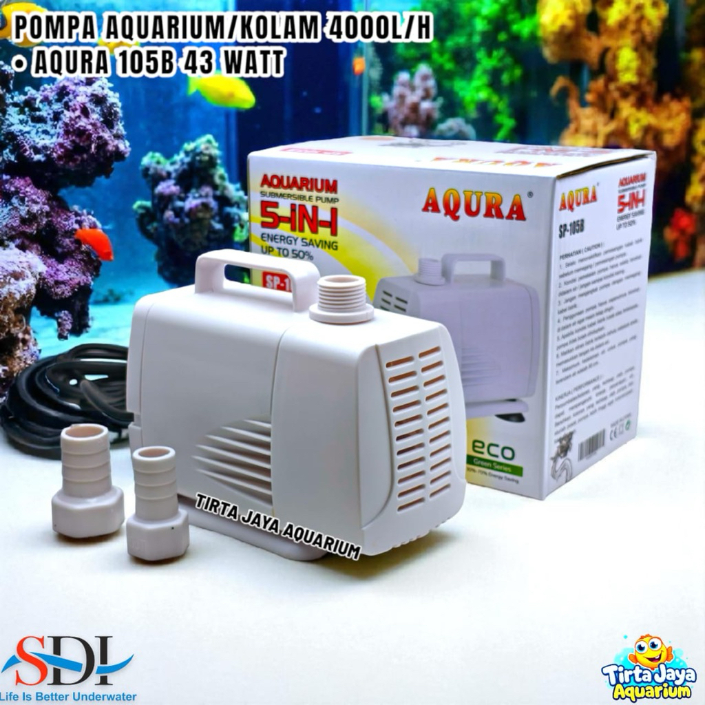AQUARIUM POND PUMP AQURA SP-105 & AQURA SP-105B 3000L 4000L Lowwatt 5 in 1 HYDROPONIC