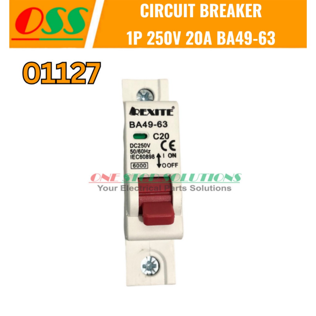 เซอร์กิตเบรกเกอร์ MCB DC 1P 250V 20A BA49-63