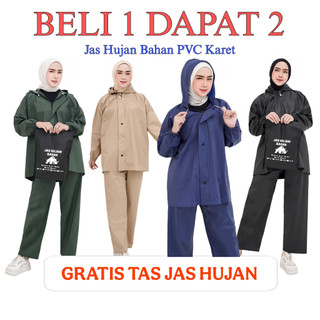 [BAYAR 1 DAPAT 2] JAS HUJAN RAINCOAT, MURAH Pria Wanita Setelan Baju Celana Anti Rembes By BADAK