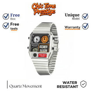 STOK READY HARI INI Jam Tangan Digital Pria Asli - Desain Retro Persegi, Multifungsi Keren & Gaya Nostalgia