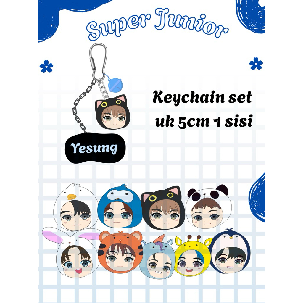 GANTUNGAN KEYRING KEYCHAIN SUPER JUNIOR LETEUK HEECHULUNG YESHIDONG EUNHUYUK DONGHAE SIWON RYEOWOOK 