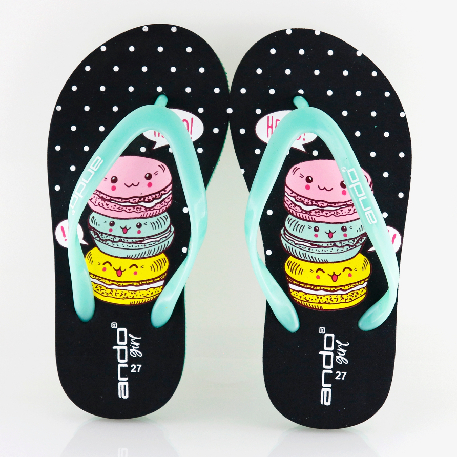 Ando Macaroon Black/Mint - รองเท้าแตะ Ando Home สําหรับเด็กขนาดใหญ่และเล็ก