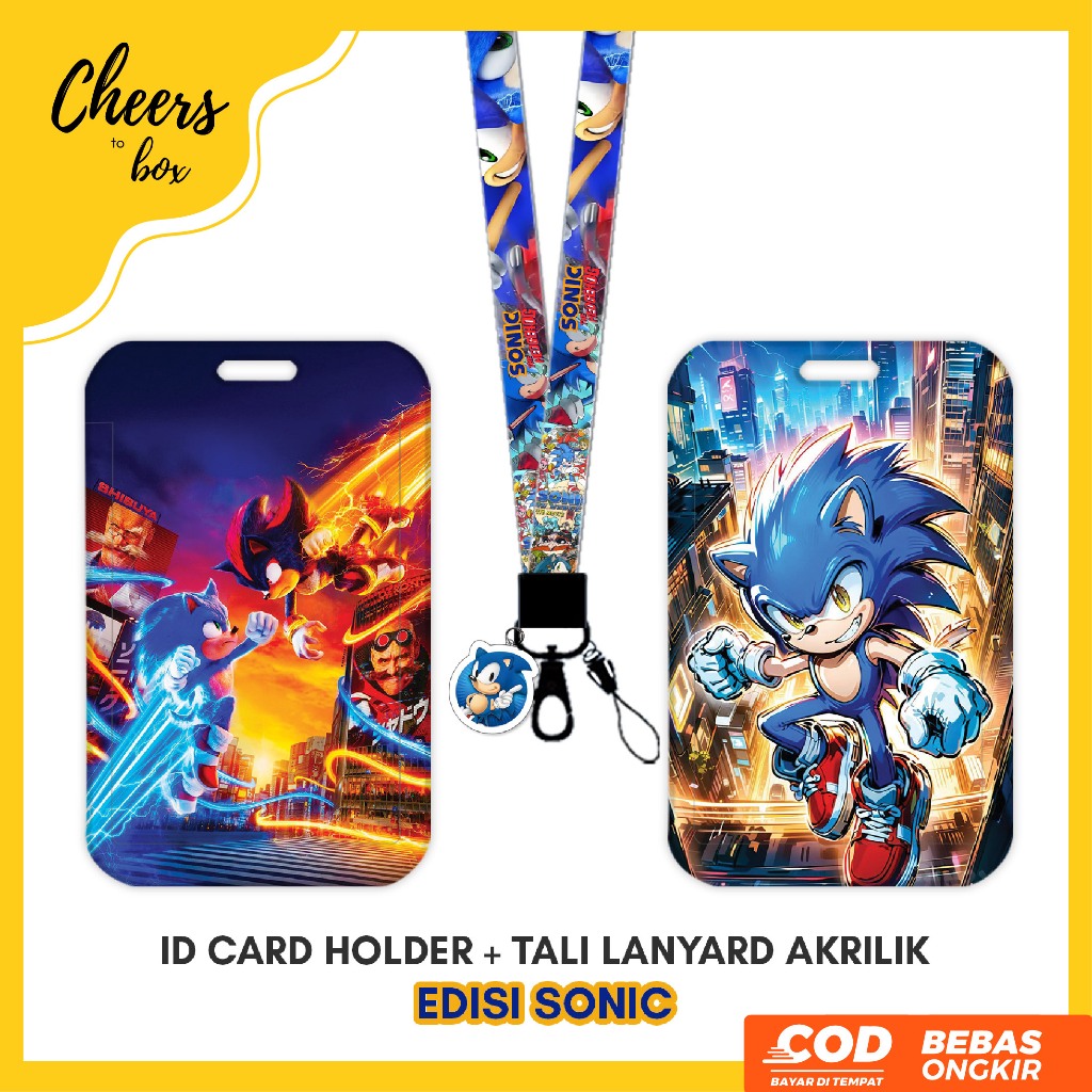 [N003] Sonic the Hedgehog / ป้ายชื่อ ID Card Holder Sonic with Acrylic Pendant Lanyard