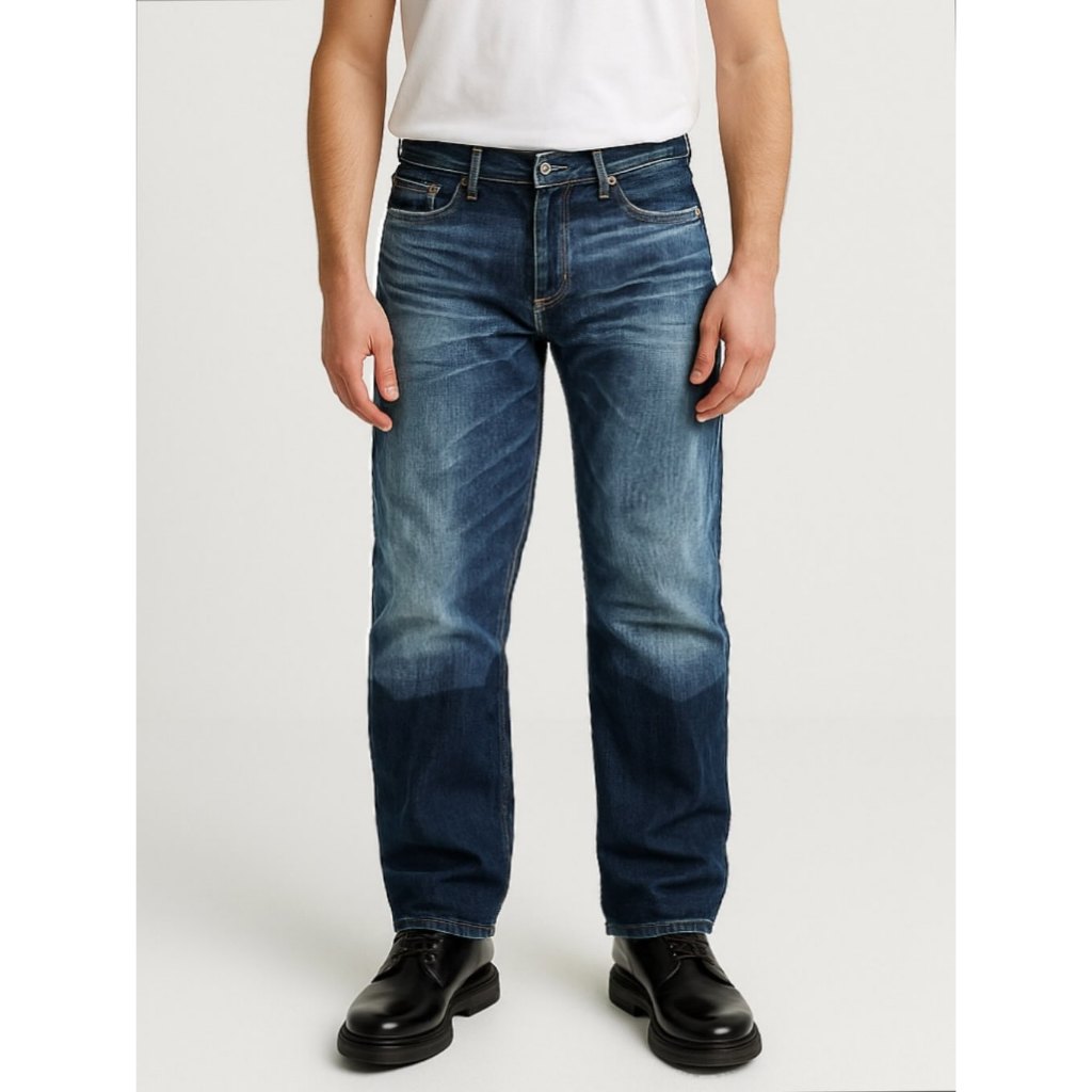 DIESEL INDUSTRY DENIM REGULAR FIT STRAIGHT BLUE FADING WASH JEANS (31)