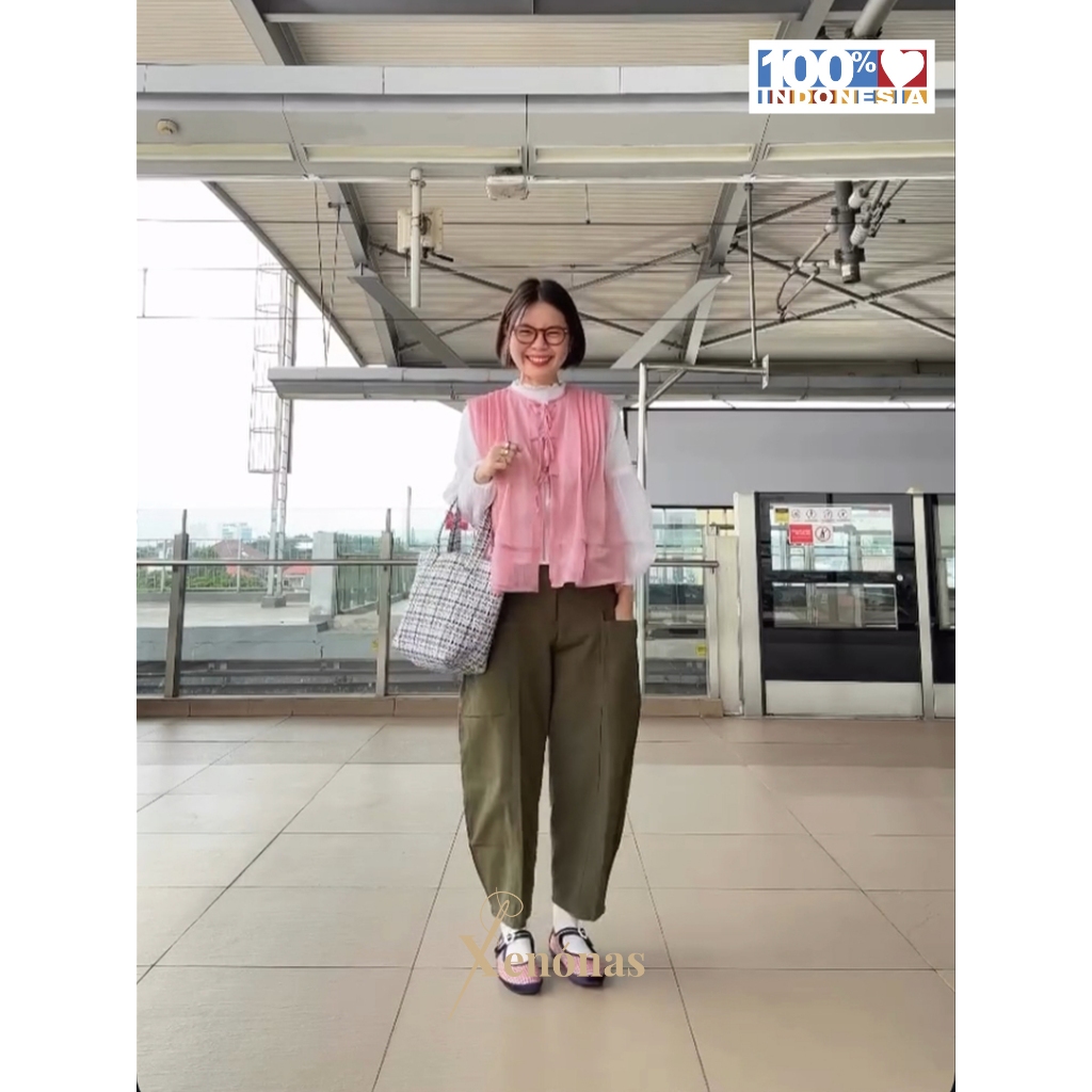 Irene Vest By Xenonas - เสื้อกั๊กผู้หญิง Coquette สไตล์เกาหลีพร้อมริบบิ้นสวยงาม - เสื้อท่อนบนของผู้ห