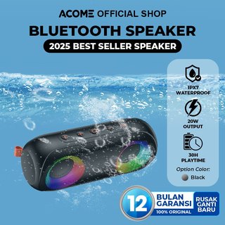 ACOME Speaker Bluetooth Super Bass High Power 20W IPX7 Waterproof RGB Light Rhyme Rave Party A20