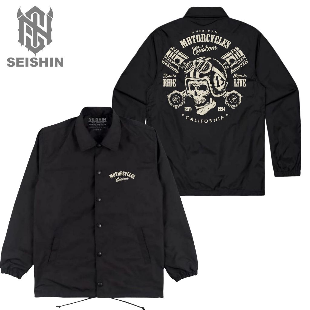 Seisin Jacket Coach Motorcycles เสื้อแจ็คเก็ตสีดํา california แบบกําหนดเอง Unisex